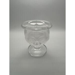 Lalique France Crystal Frosted Lion Head Glass Candle Night Light Ash - Mint